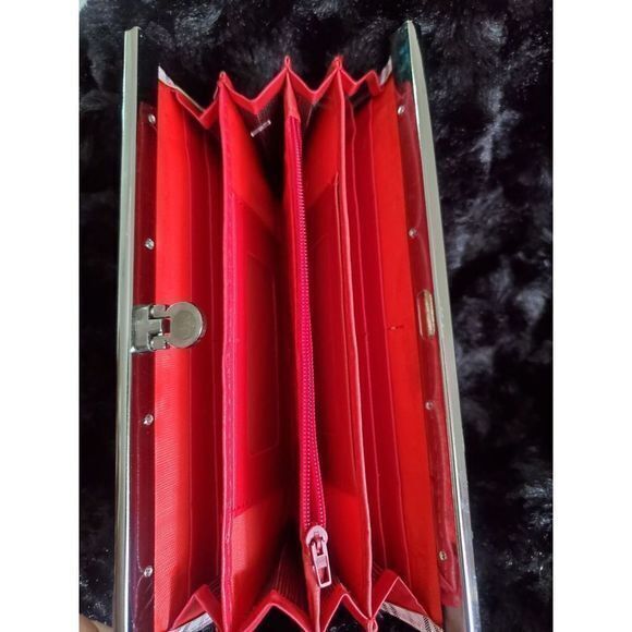 Plaid Kisslock Wallet Clutch Purse Checkbook Holder Organizer‎ Pink - Picture 3 of 5